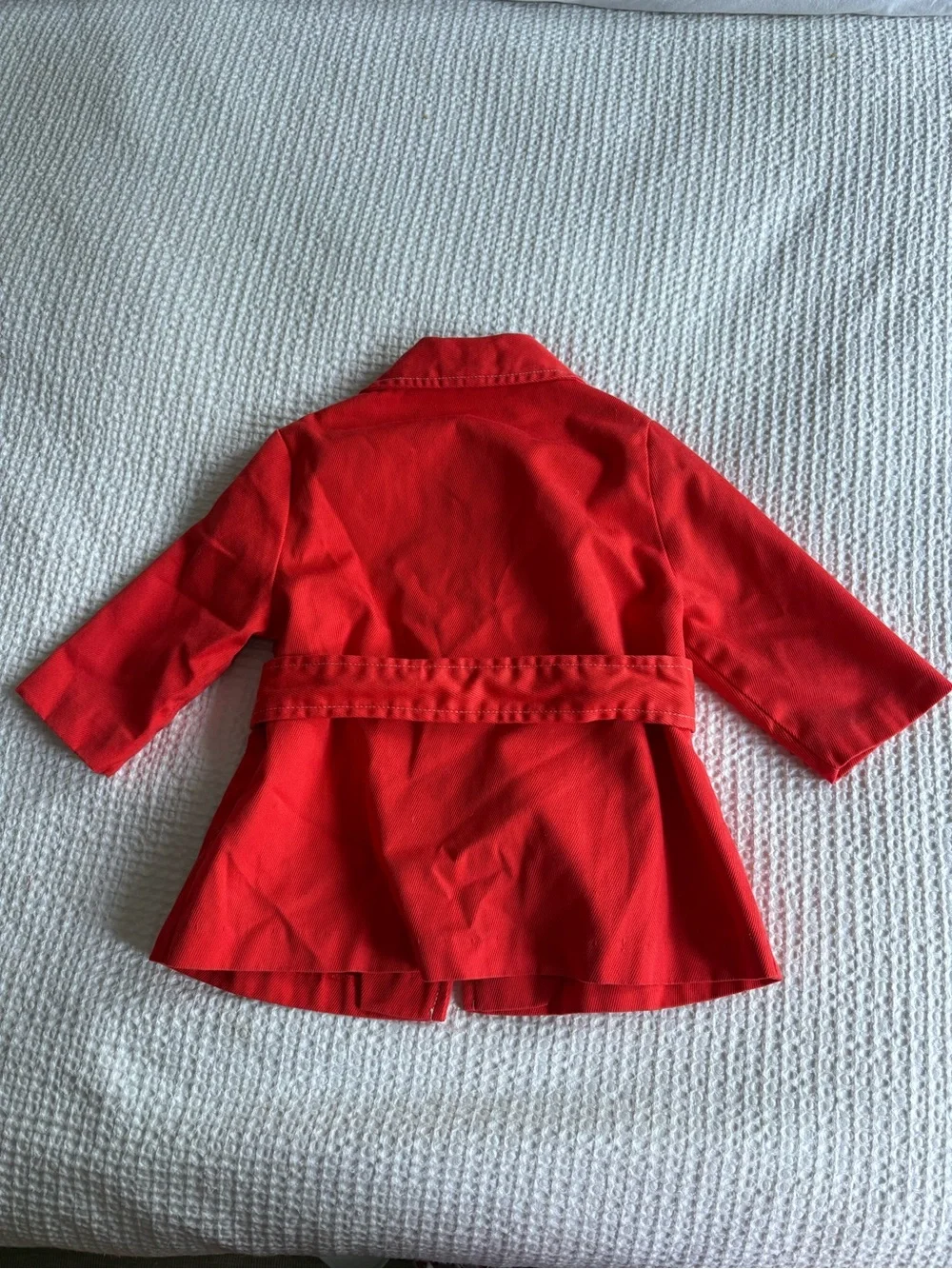 Vintage Red Girls' Belted Pea Coat with Decorative Buttons - 2T
